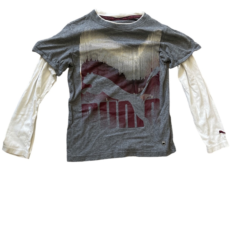 Puma Grey, Maroon and White Long Sleeve Tee for Kids